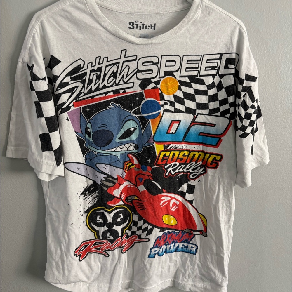 2/$10 Disney Stitch Speed Cosmic Rally T-Shirt - White